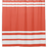 Oranje Rood: Moderne lijnen in Wit Douchegordijn (Voorkant)