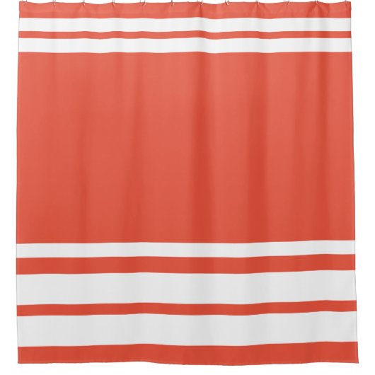 Oranje Rood: Moderne lijnen in Wit Douchegordijn (Voorkant)