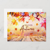 Oranje rood natuurlijk herfstseizoen feestdagenkaart (Voorkant / Achterkant)