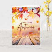 Oranje rood natuurlijk herfstseizoen kaart (Gele Bloem)