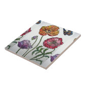 Oranje Rood Paars Klaproos Aquarel Bloem Patroon Tegeltje (Zijkant)