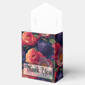 Oranje rood paarse bloemenelegante kalligrafie bedankdoosjes (Geopend)