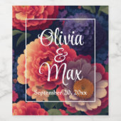 Oranje rood paarse bloemenelegante kalligrafie wijn etiket (Enkel label)