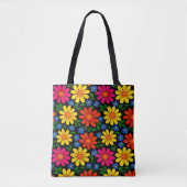Oranje, Rood, Roze, Gele Bloemendesign Tote Bag (Voorkant)