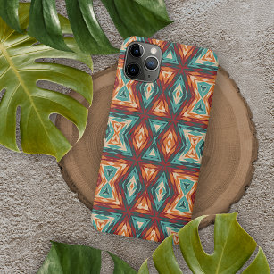 Oranje rood Turquoise etnisch mozaïekkunstpatroon Case-Mate iPhone Case