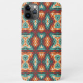 Oranje rood Turquoise etnisch mozaïekkunstpatroon iPhone Hoesje (Achterkant)