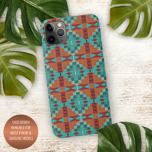 Oranje Rood Turquoise Teal Mozaïek Kunstpatroon iPhone 16 Pro Max Hoesje