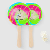 Oranje rood watercolor handgeschilderd trouwcustom handwaaier (Voorkant en achterkant)