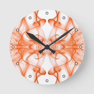 Oranje Rook Symmetrisch Minimalistisch Wit Ronde Klok