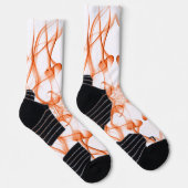 Oranje Rook Symmetrisch Minimalistisch Wit Sokken (Rechts)