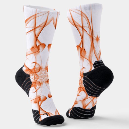 Oranje Rook Symmetrisch Minimalistisch Wit Sokken (Gebogen)