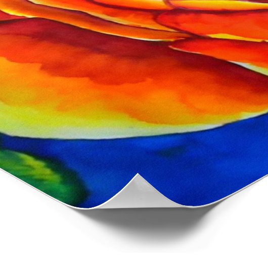 Oranje Roos afdrukken Poster (Hoek)