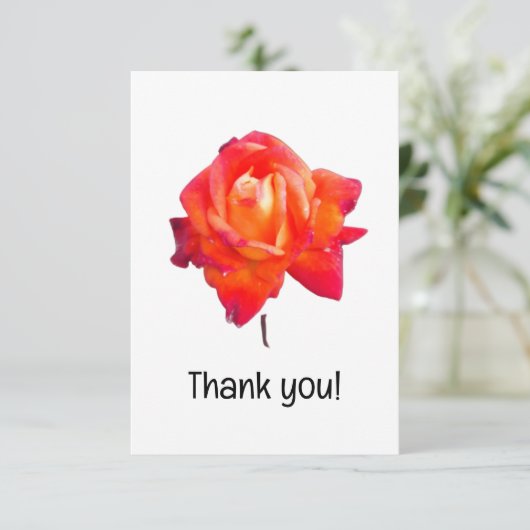 Oranje roos bedankkaart (Staand voorkant)