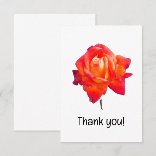 Oranje roos bedankkaart (Voorkant / Achterkant)