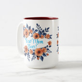 Oranje Roos Beste Mam Ever Betoverende Bloemen Moe Tweekleurige Koffiemok (Voorkant links)