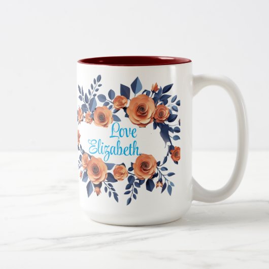 Oranje Roos Beste Mam Ever Betoverende Bloemen Moe Tweekleurige Koffiemok (Rechts)