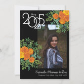 Oranje Roos Black Foto Afstuderen aankondiging (Voorkant)