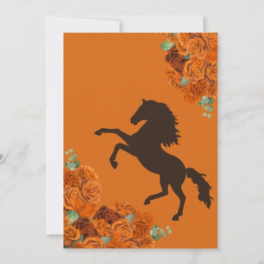 Oranje Roos Bloemen Charro Ranch Quinceañera Kaart (Achterkant)