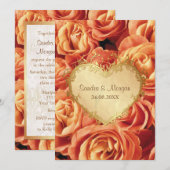 Oranje Roos Bloemen Huwelijksuitnodiging Kaart (Voorkant / Achterkant)