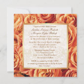 Oranje Roos Bloemen Huwelijksuitnodiging Kaart (Achterkant)