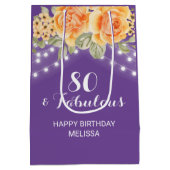 Oranje Roos Bloemen String Lights Paarse Verjaarda Medium Cadeauzakje (Achterkant)