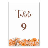 Oranje Roos Bloemen Tafel Nummer Kaart (Voorkant)