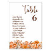 Oranje Roos Bloemen Tafel Nummer Kaart (Achterkant)