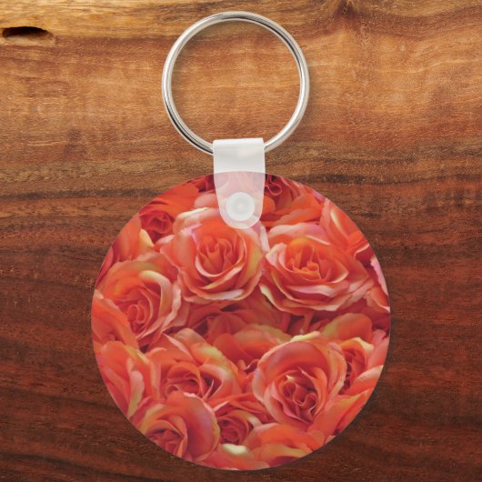 Oranje Roos Bloemenwaardering Dank u Sleutelhanger (Achterkant)