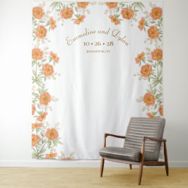 Oranje Roos Bruiloftsfotobehang Wandkleed