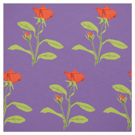 Oranje Roos en Bud Leaves Stof