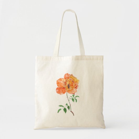 oranje roos en een drukke bij tote bag (Voorkant)