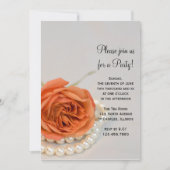 Oranje Roos en Pearls General Party Invitation Kaart (Voorkant)