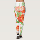 Oranje roos floraalafdruk leggings (Achterkant)