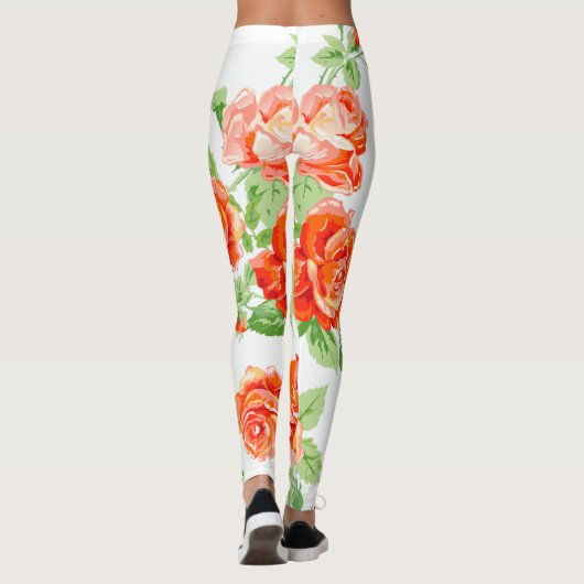 Oranje roos floraalafdruk leggings (Achterkant)