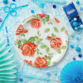 Oranje roos floraalafdruk papieren bordje (Feest)