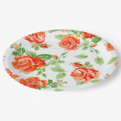 Oranje roos floraalafdruk papieren bordje (Gekanteld)