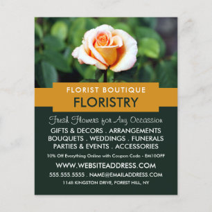 Oranje Roos, Florist, gebladerte Adverteren Flyer