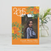 Oranje Roos Foto Afstudeer Uitnodiging (Staand voorkant)