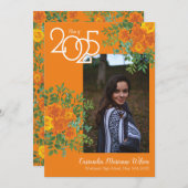 Oranje Roos Foto Afstudeer Uitnodiging (Voorkant / Achterkant)