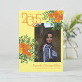 Oranje Roos Geel Foto Afstuderen Aankondiging (Staand voorkant)