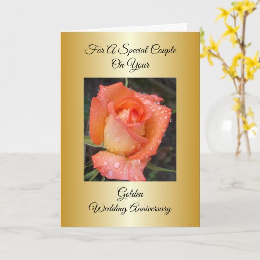 Oranje Roos Gepersonaliseerd 50ste Jubileum van de Kaart (Gele Bloem)