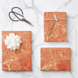 Oranje Roos Gold Red Marble Texture Inpakpapier Vel