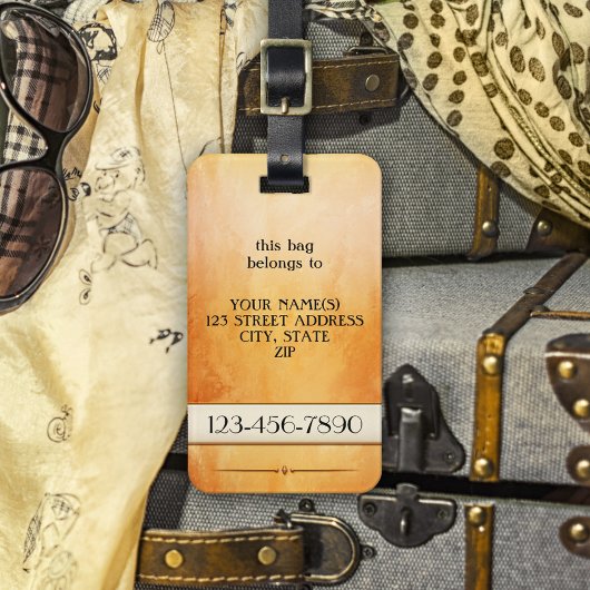 Oranje Roos Gold Retro Artistiek Bagagelabel