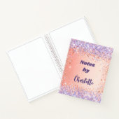 Oranje roos goud paars violet glitter name notitieboek (Binnen)