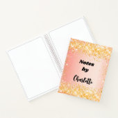 Oranje roos goudglitternaamscript notitieboek (Binnen)