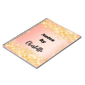 Oranje roos goudglitternaamscript notitieboek (Linkerzijde)