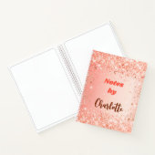 Oranje roos goudglitternaamscript notitieboek (Binnen)