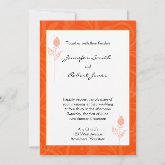 Oranje Roos Graphic Wedding Invitation Kaart (Voorkant)