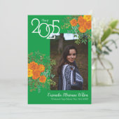 Oranje Roos groen Foto Afstuderen bekendmaking Kaart (Staand voorkant)
