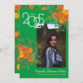 Oranje Roos groen Foto Afstuderen bekendmaking Kaart (Voorkant / Achterkant)